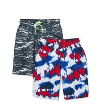 Wonder Nation Boys Quick Dry Swim Trunks, 2-Pack, UPF 50 size 8 camo/holy red