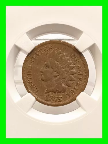 1875 Indian Head Penny 1 Cent - NGC VF Details Environmental Damage