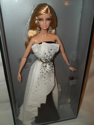 2013 Platinum Beaded Gown Barbie Black & White Collection-Barbie Fan Club.  Rare. | eBay