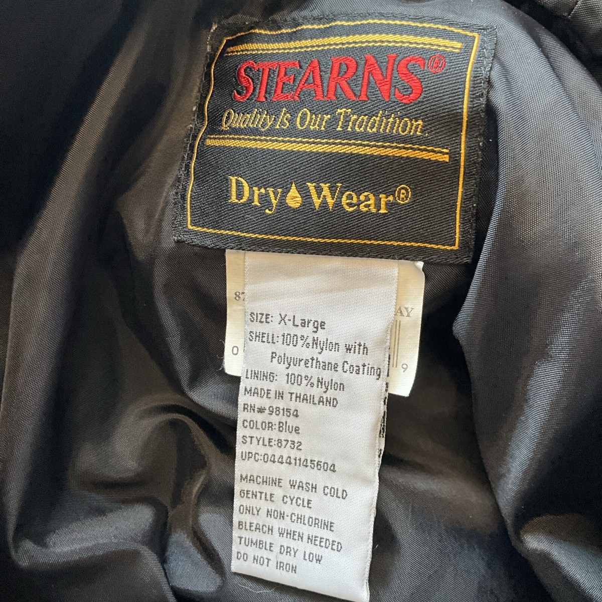 Stearns Dry Wear Jacket Mens XL Navy Blue/Grey Hooded Rain Coat