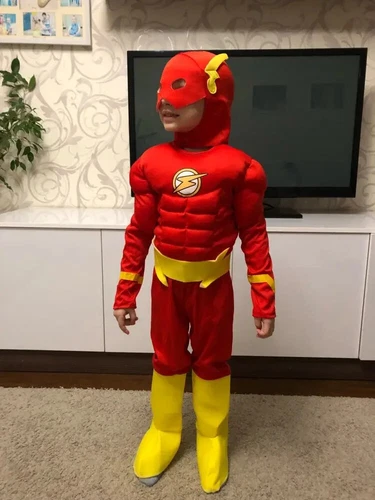 Kids The Flash Costume Muscle Chest Justice League Superhero Cosplay Christmas - Imagen 6 de 14