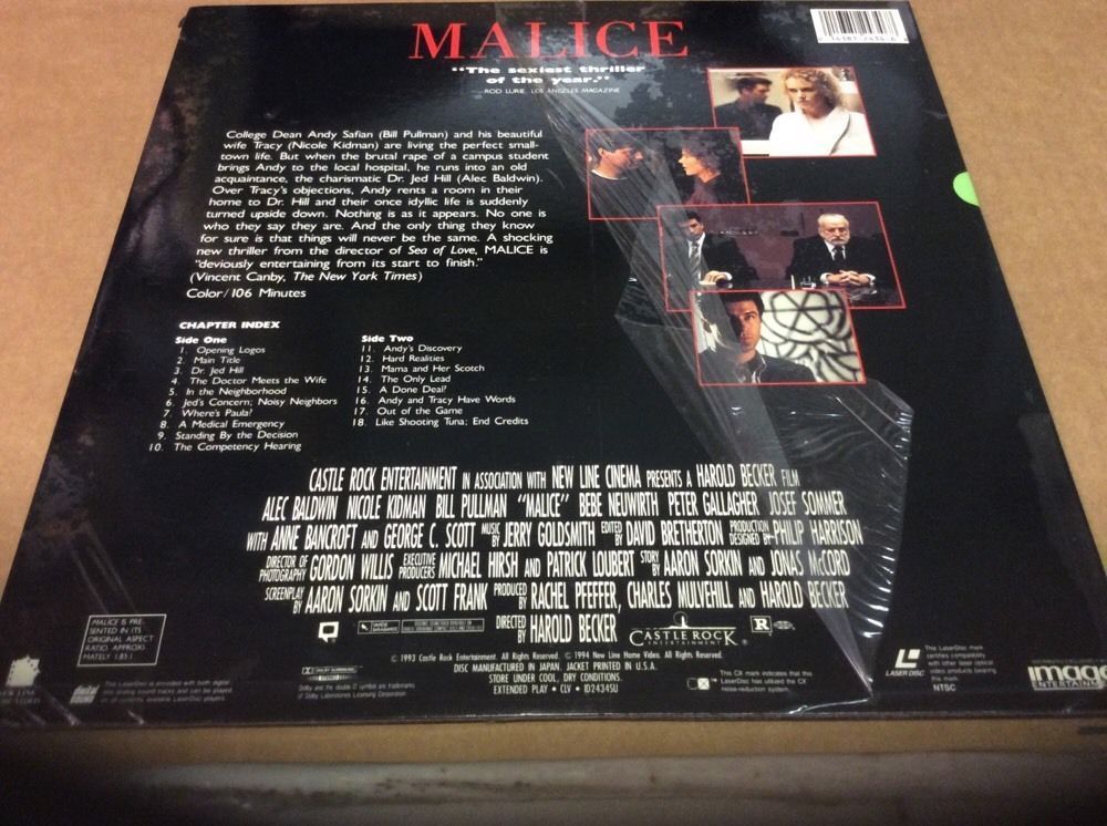 Malice Laserdisc 1994 For Sale Online Ebay