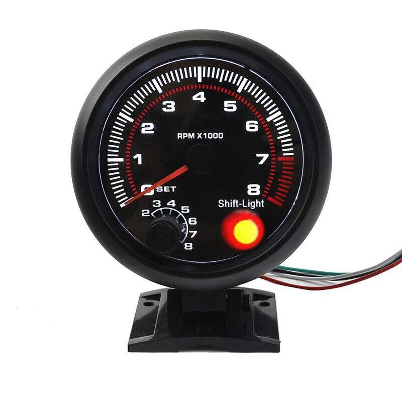 Medidor de tacómetro universal para automóvil 95 mm 3,75" 12 V con luz de cambio 0-8000 RPM duradero Foto 2 de 4