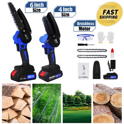 6'' Mini Handheld Electric Chainsaw Cordless Chain Saw Wood Cutter Rechargeable