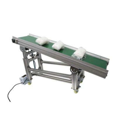 TECHTONGDA 110V 59''*11.8'' Green PVC Inclined Wall Belt Conveyor Adjustable Heig