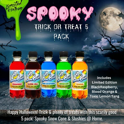 Halloween Snow Cone / Slush Puppy Syrup SLUSHIE- 5 x 250ml Horror SLUSHY Special