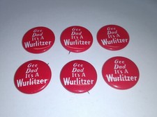 Vintage 1930's Gee Dad It&rsquo;s A Wurlitzer Jukebox Metal Pin Button Lot Of 6