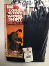Vintage 90s DICKIES Long Sleeve Work Shirt Mens Neck 15-15.5 Navy with XL Tail