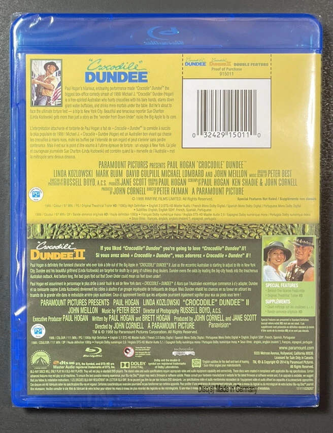 Crocodile Dundee + Crocodile Dundee II [двойная функция] (Blu-ray диск) новый - Изображение 2 из 4
