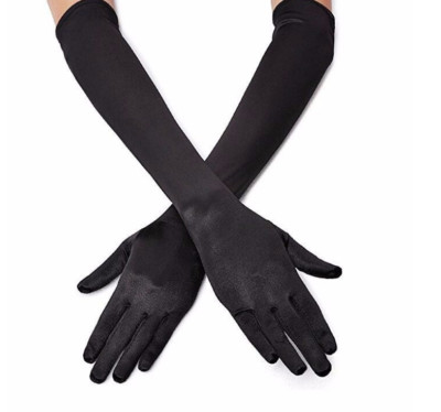 Gants de soirée longs en satin pour femmes | Dents