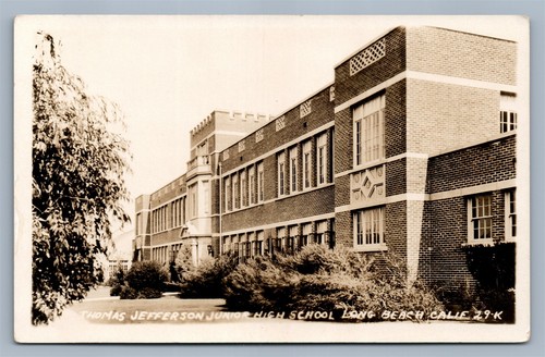 LONG BEACH CA THOMAS JEFFERSON HIGH SCHOOL ANTIQUE REAL PHOTO POSTCARD RPPC - 第 1/2 張圖片