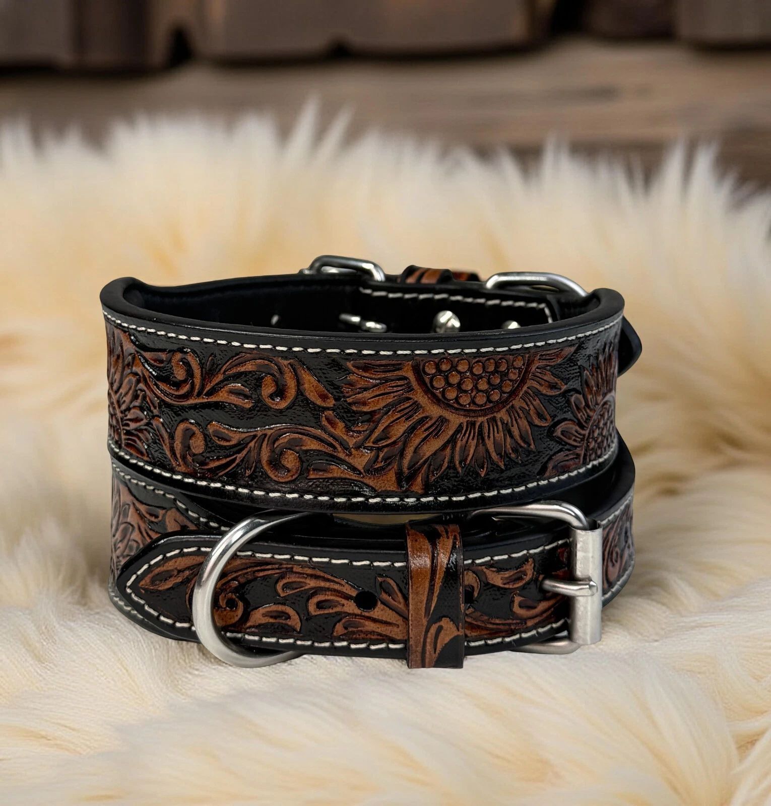 Western Leather Handmade Pet Dog Collar Heavy Duty Hand Tooled Adjustable
Opens in a new window or t