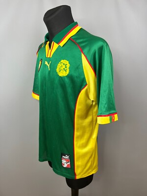 CAMEROON 1998 HOME SHIRT FOOTBALL SOCCER JERSEY PUMA MENS GREEN