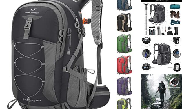 40L Waterproof Hiking & Camping Backpack Black Daypack-image