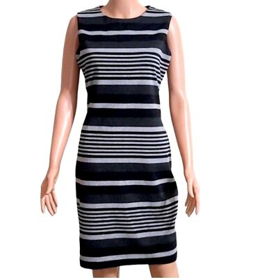 Calvin Klein Gray Striped Pencil Dress Womens size 6 | eBay