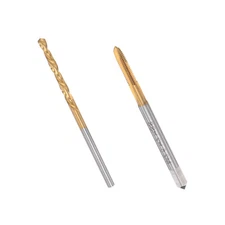 M2.5x0.45 Spiral Point Tap 2.1mm Drill Bit Set Titanium Plated,High Speed Steel