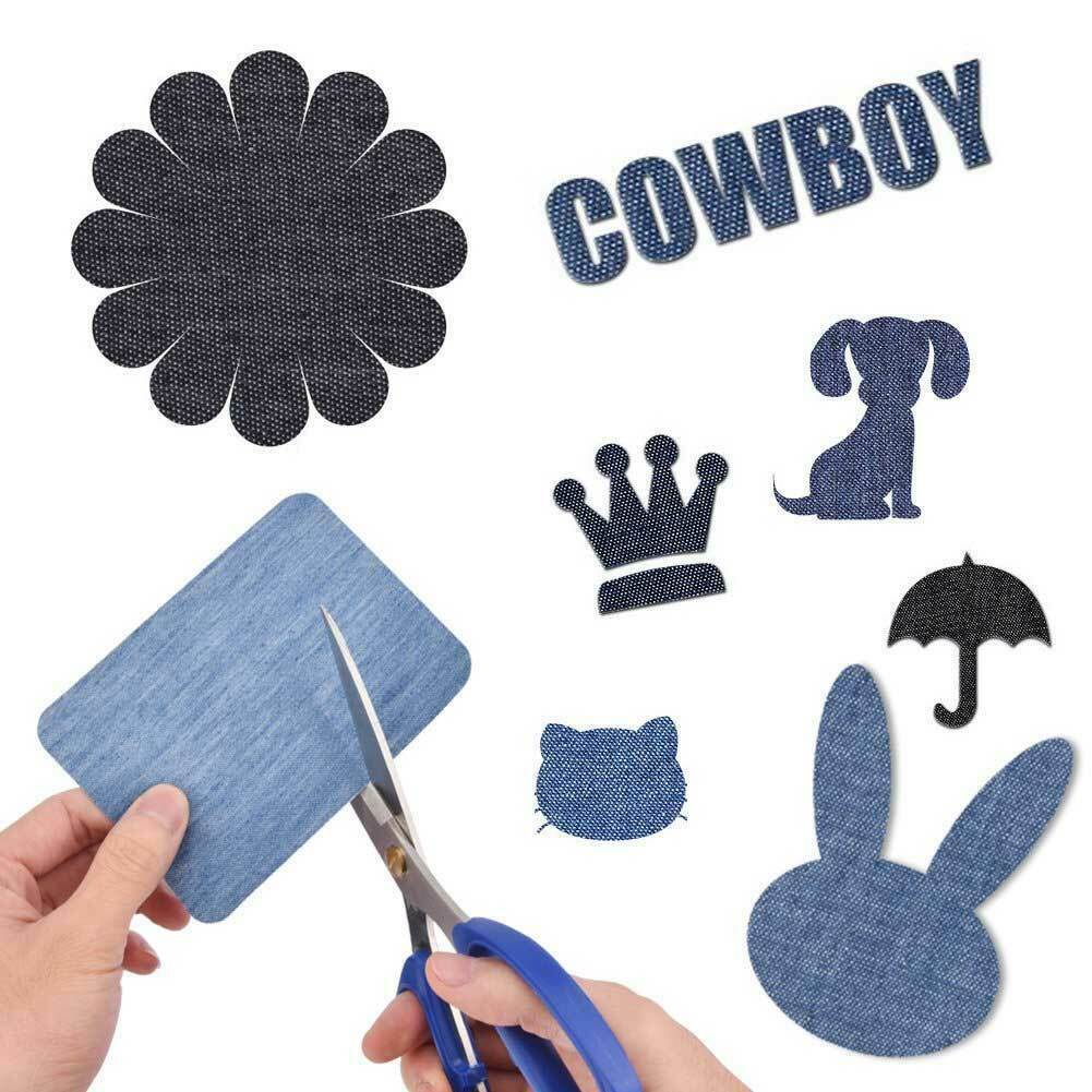5 Colors DIY Iron on Denim Fabric Patches for Clothing Jeans Repair Kit ...