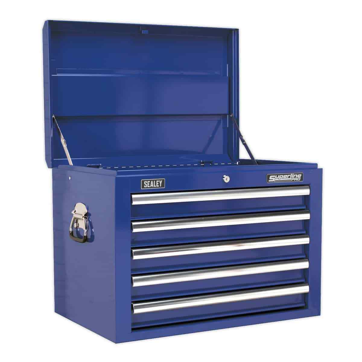Sealey Topchest 5 Drawer with Ball Bearing Slides - Blue Garage Workshop DIY