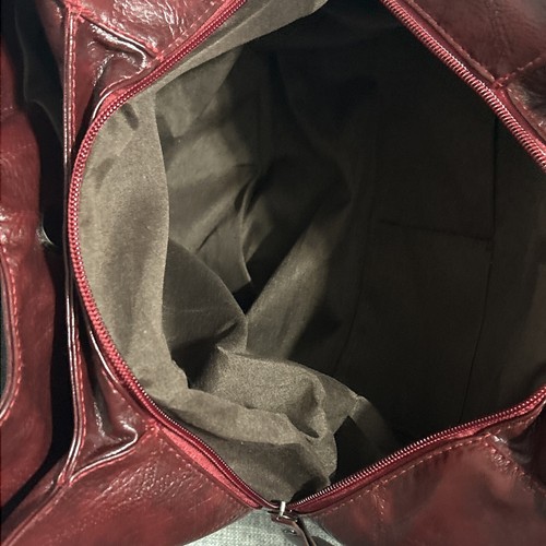 Vintage 6 Compartment Jingpin Piju Shoulder Bag Burgundy / Brown Magnet & Zip - Picture 11 of 13