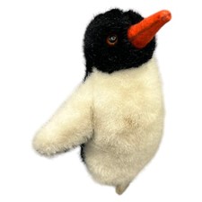 Steiff Pinguin Peggy 057502 Pl&uuml;sch Stofftier 15cm Schwarz Creme Knopf Fahne 1999