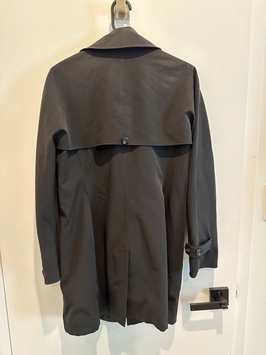 Hilary Radley Black Double Breasted Trench Coat Size
