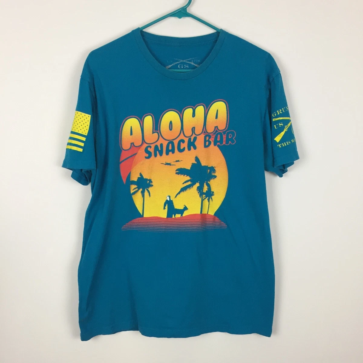 GRUNT STYLE Short Sleeve Cotton Tee T Shirt ALOHA SNACK BAR Men's Size Large