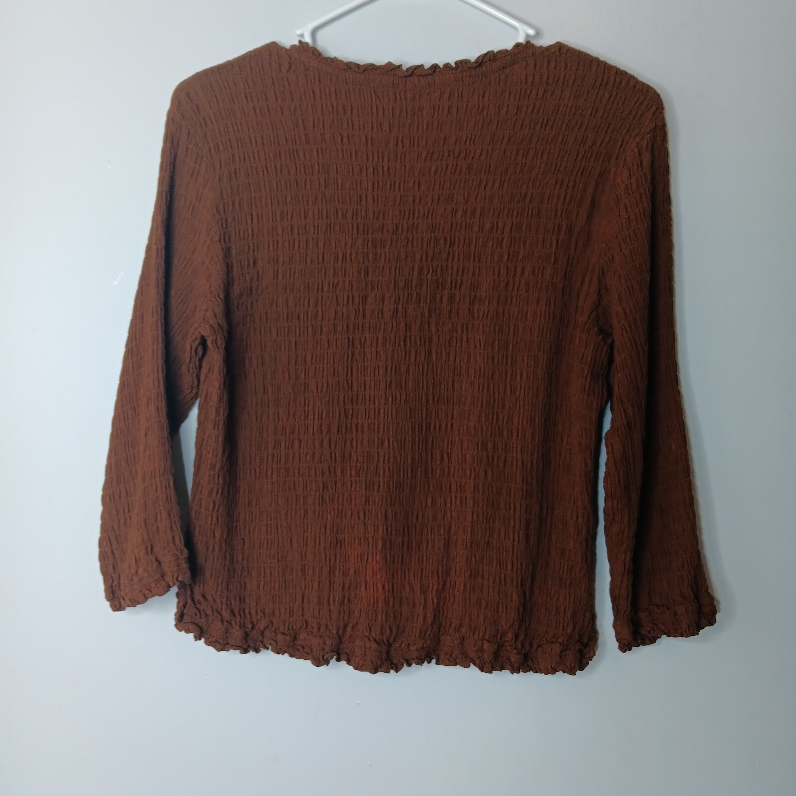 Nomadic Traders Blouse L Brown Button Smocked Boh… - image 7