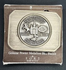 Vintage Pewter Belt Buckle New Orleans Made in USA Sugar Bowl Mardi Gras, NOS