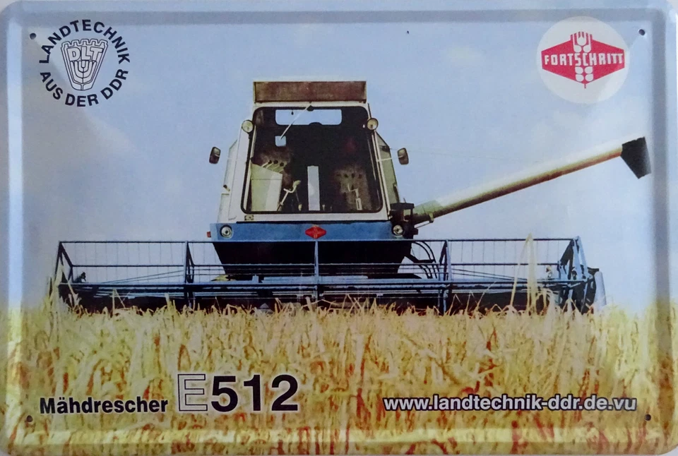 VIELESUENSTIG BY ROBBY WANKA Blechschild Schild 20x30 cm - Fortschritt Mähdrescher E512 DDR E 512 Landtechnik