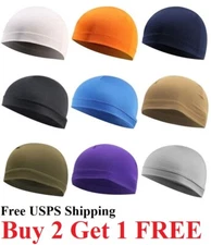 Sweat Wicking Cooling flag Dome Skull Cap Helmet Liner Sport Beanie durag Hat,