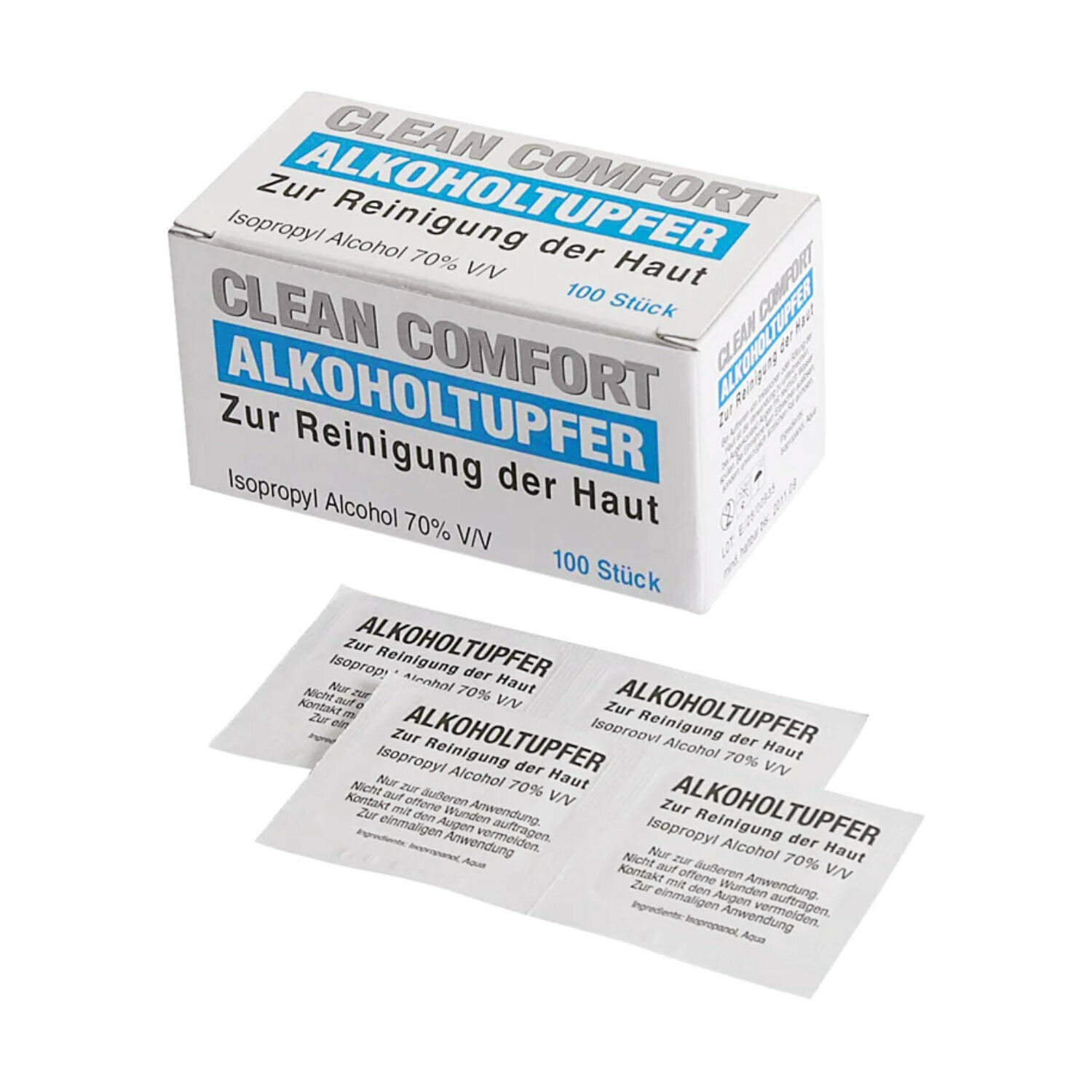 3x Clean Comfort Alkoholtupfer 70% Isopropyl-Alkohol desinfizierend | 300 Tupfer