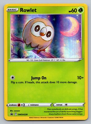 Rowlet Pokemon Sword & Shield SWSH220 Holo Black Star Promo NM