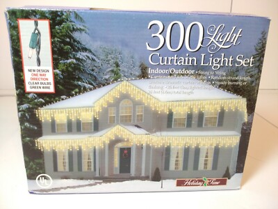 300 Light Curtain Light Set Holiday Time Clear Lights 28 Feet Lighted Length