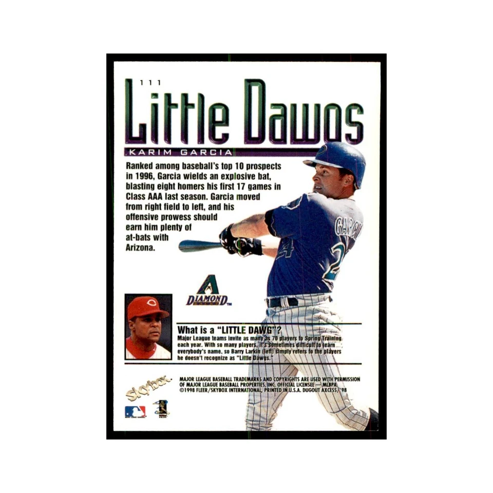 1998 SkyBox Dugout Axcess Karim Garcia Baseball Cards #111 - Image 2 of 3