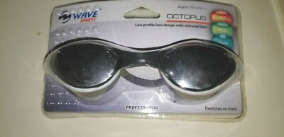 Wave Sports Goggles Shot  Age 12+ Blue/Clear Frame Curved Lens 180 Degree Vision