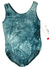 Motionwear Leotard Leo Bodysuit Tank Teal Green Tie Dye Stretch New Girl Int 3 4