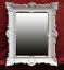 Miniaturansicht 109  - RENAISSANCE OPULENTER WANDSPIEGEL Silber / Weiß ANTIK REPRO BAROCKSTIL 56x46 cm