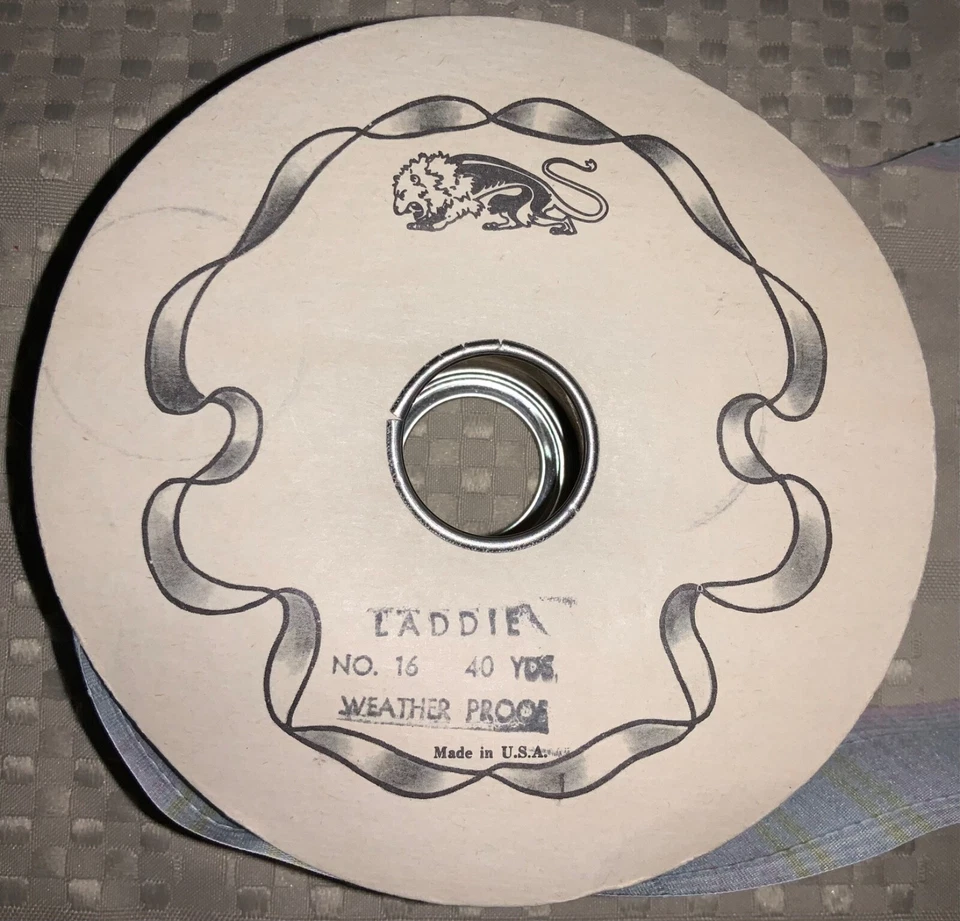 "Cinta vintage de 2"" A Lion Company 55 pies Laddie No. 16 azul, rosa, amarillo, blanco Foto 2 de 3