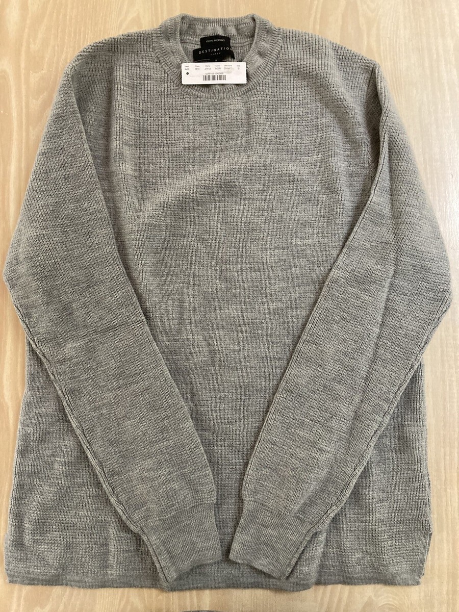 J.Crew Merino Wool Waffle-Knit Crewneck Sweater | S | Grey | eBay UK