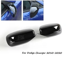 2PCS Side Door Mirror Cover Shell Rearview Cap for Dodge Charger 2010-2020 Black