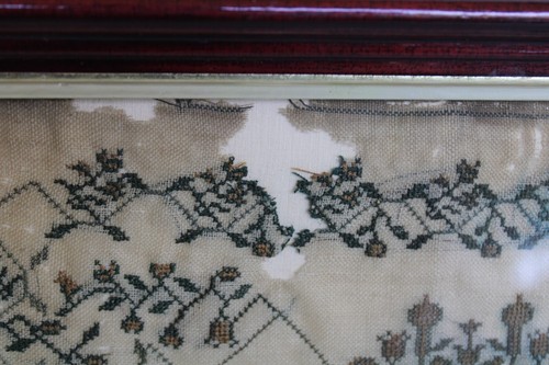 Antique 1839 Primitive Pennsylvania Folk Art Sampler, Ann Scott, Birds, Flowers - Picture 20 of 24