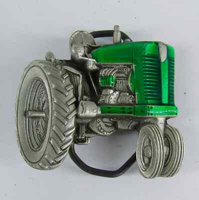 1981 American Buckles Co - GREEN FARM TRACTOR - Pewter & Enamel Belt Buckle
