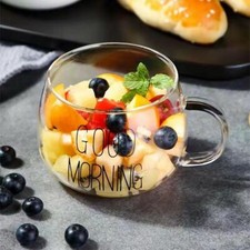 Cute with Handle Tea Cup Glass Cup C0ffee Mug Dinking Glasses Good Morning Cup◈