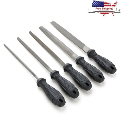 5-Piece Hand File Set 8 inch Round Triangular Square Flat Half Round Tools New