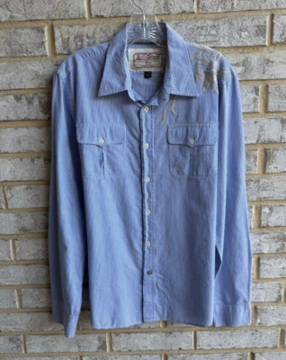 J. C. Rags Long Sleeve Striped Embroidered Button Up Shirt Men's Size L