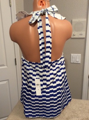blue and white halter top