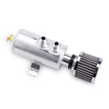 Oil Catch Can Reservoir Tank W/ Breather Filter Baffled Polished Aluminum
