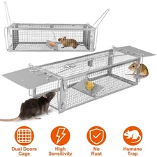 Dual Door Mouse Trap Rat Rodent Trap Live Catch Cage, Easy to Set Up and Reuse