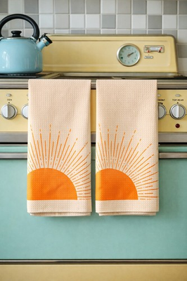 #ad Boho Sun Hand Towels Set of 2 Beige Orange 24x16 Kitchen New Sealed $15.99