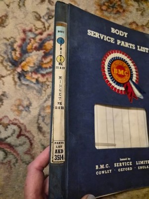 BMC FACTORY AUSTIN-HEALEY SPRITE MG MIDGET BODY SERVICE PARTS LIST 1968 AKD 3514